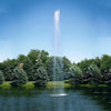 Image of 1-1/2 HP Jet Stream Fountain by Scott Aerator-fountain-Scott Aerator-Kinetic Water FeaturesaScott 1-1/2HP Pond Fountain Jet Stream Pattern by Scott Aerator Operating in a Pond with Trees at the Back 13524