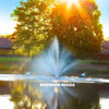 Image of Scott 1HP Pond Fountain with Triad Pattern By Scott Aerator Showing Rosewood Pattern Operating in a Pond with Trees at the Back