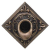 Image of Black Oak Foundry Short Oak Leaf Scupper – Diamond Front View Antique Brass Finish