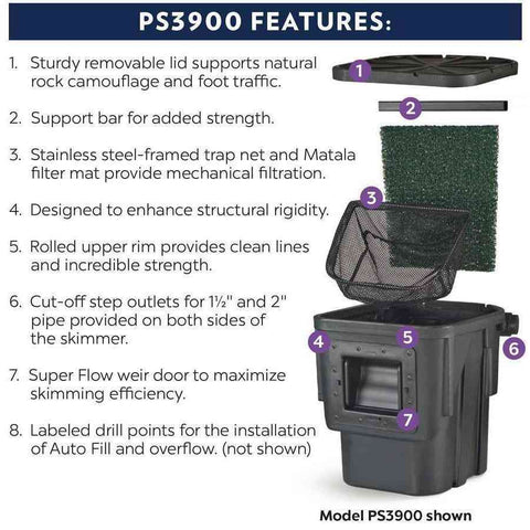 Atlantic Water Gardens Small Pond Kits PK161015 and PK161515 Skimmer Features