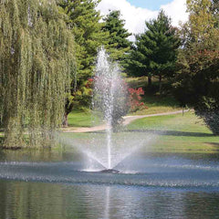 Kasco 1HP Decorative Fountain 4400JF Operating in a Pond Showing Linden Pattern 115V/230V