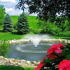 Image of Kasco 1HP Aerating Fountain 4400VFX with V-Shape Pattern Operating in a Pond Surrounded by Plants 115V/230V