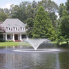 Image of Kasco 2HP Aerating Fountain 8400VFX 2.3VFX with V-Shape Pattern Nozzle Operating in a Pond with Trees