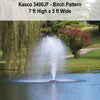 Image of Kasco 3/4HP Decorative Fountain 3400JF with Birch Pattern Operating in a Pond with Trees at the Back 115V/230V