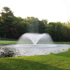 Image of Kasco 5HP Aerating Fountain 5.1VFX with V-Shape Pattern Operating in a Pond with Trees at the Back