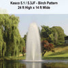 Image of Kasco 5HP Decorative Fountain 5.1JF 5.3JF 230V with Birch Pattern Operating in a Pond with Trees at the Back