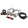 Image of Kasco Stainless Steel Lighting set of 3 Lights with Multi-Colored Lens and Electrical Cord