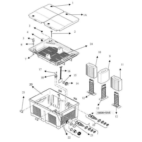 Oase BioSmart 10000 Flow Through Gravity Filter 56930 Blow up View
