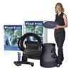 Image of Savio 13 ft. Pond Free Waterfall Kit PF1000 Showing a Lady holding a Lid for the Waterfall well with the Waterfall Weir Tubing EPDM Liner Submersible Pump and Discharge Kit