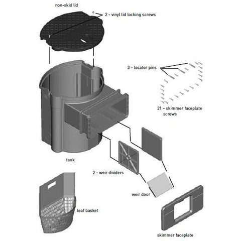 Savio Standard Skimmerfilter 16" Faceplate SSW16000 Blowup View of the Skimmer Showing where Faceplate goes in