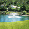 Image of Scott 1HP Display Aerator Operating in a Pond with Houses and Trees at the Back 14025