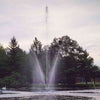 Image of Scott 1HP Pond Fountain Clover Pattern by Scott Aerator Operating in a Pond with Trees at the Back 13000