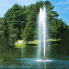 Image of Scott 1-1/2HP Pond Fountain Gusher Pattern by Scott Aerator Operating in a Pond with Trees at the Back 13517