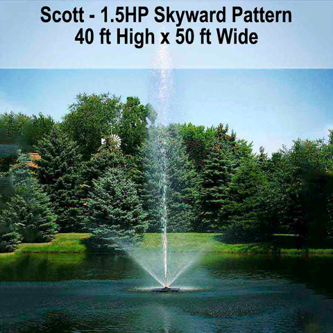 Scott 1.5HP Floating Fountain with Skyward Pattern 40ft high x 50ft wide