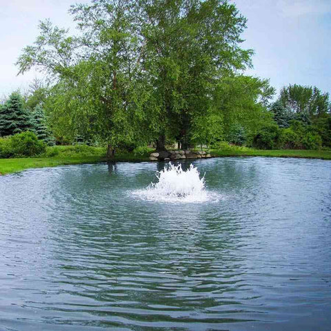 Scott 1HP Boilermaker Surface Aerator Shown Operating in a Pond with Trees at the Back 14038