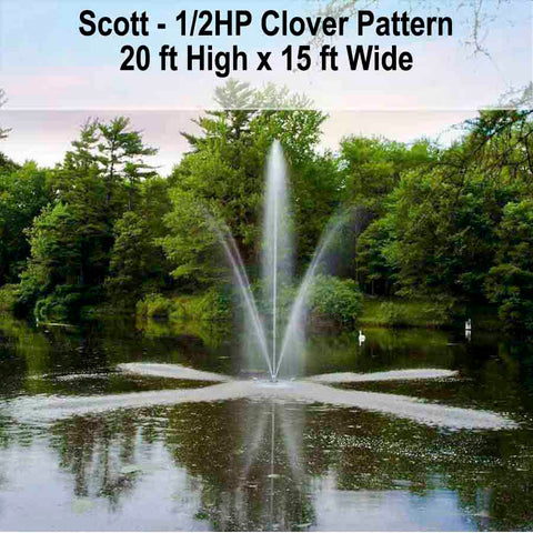 Scott 1/2HP Floating Fountain with Clover Pattern 20ft High x 15ft Wide