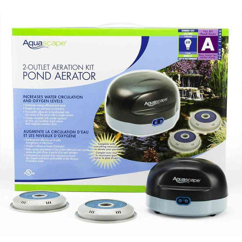 Aquascape 2 Outlet Pond Aerator Kit with Packaging at the back 75000