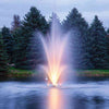Image of 3 HP Amherst Fountain by Scott Aerator-fountain-Scott Aerator-Kinetic Water FeaturesScott 3HP Fountain with Amerst Pattern Operating in a Pond with Orange lights 13240