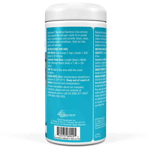 Aquascape Beneficial Bacteria 1.1lbs Back packaging