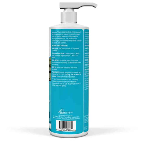 Aquascape Beneficial Bacteria for Ponds 16Oz Back of Packaging