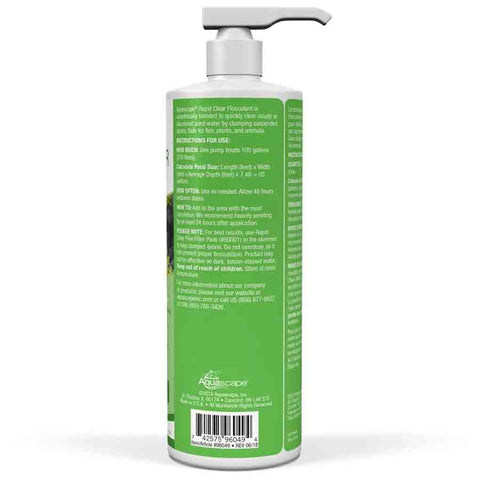 Aquascape Rapid Clear Flocculant 16oz Back of Packaging