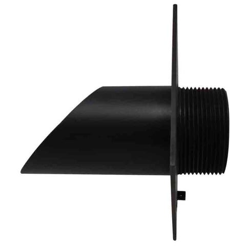 Deco Wall Scupper w/ Diamond Backplate – 2.5″ Black Finish Left Side View