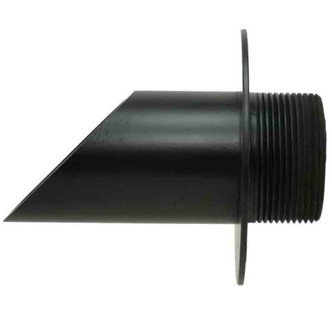 Deco Wall Scupper w/ Round Backplate – 2.5″ Black Finish Left Side View