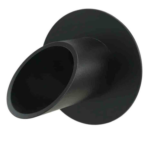 Deco Wall Scupper w/ Round Backplate – 2.5″ Black Finish Left Profile  View