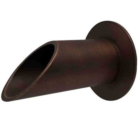 Deco Wall Scupper w/ Round Backplate – 2.0″ Distressed Copper Finish Left Profile View