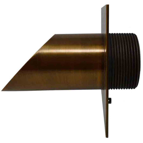 Deco Wall Scupper w/ Square Backplate – 2.5″ Antique Bronze Finish Left Side View