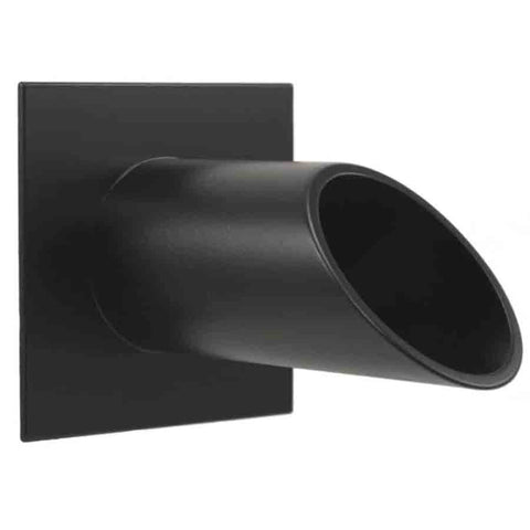 Deco Wall Scupper w/Square Backplate – 2ʺ Black Finish Left Side View