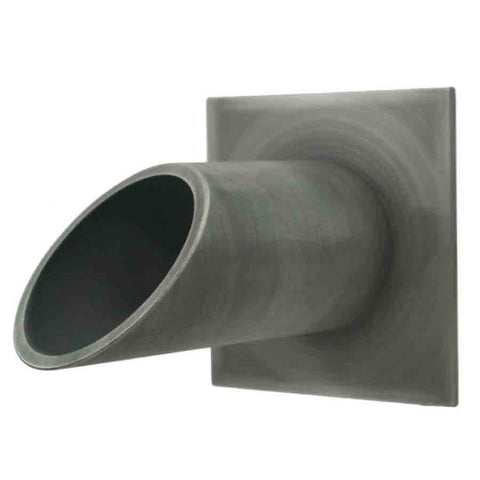 Deco Wall Scupper w/Square Backplate – 2ʺ Brushed Pewter Finish Left Side View