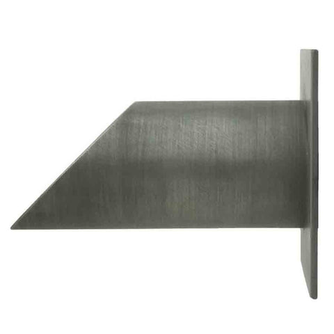 Deco Wall Scupper w/Square Backplate – 2ʺ Brushed Pewter Finish Left Side View