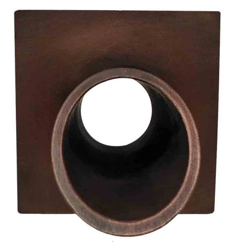 Deco Wall Scupper w/ Square Backplate – 1.5ʺ Distressed Copper Front Side View