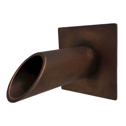 Deco Wall Scupper w/ Square Backplate – 1.5ʺ Distressed Copper Left Side View