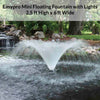 Image of Easypro Mini Floating Fountain with Lights Sample Installation with Dimensions of Spray Pattern