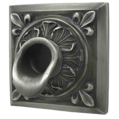 Black Oak Foundry Short Oak Leaf Scupper – Square Antique Pewter Finish Front View