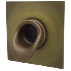 Black Oak Foundry Short Scupper with Square Backplate Antique Brass Finish Profile View
