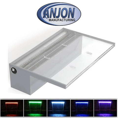 Anjon 12" Acrylic LED Spillway ANF12CC Showing Different Colors of Light
