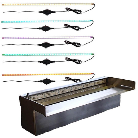 Anjon 16"Color Changing Light Bar (Add-On) ILB16AO Connected to Stainless Steel Spillway