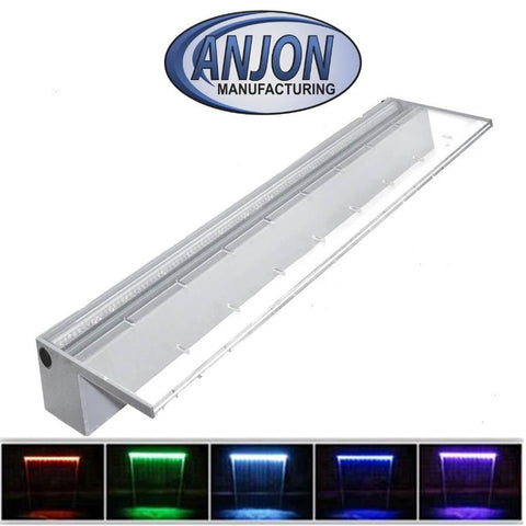 Anjon 36" Acrylic LED Spillway - ANF36CC Showing Different Colors of Lights