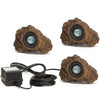 Image of Anjon Ignite Rock Lights - 1.5 Watt Rock Light Package 3x1.5WRLKIT Showing 3 Rock Lights with the Transformer and Electrical Cord