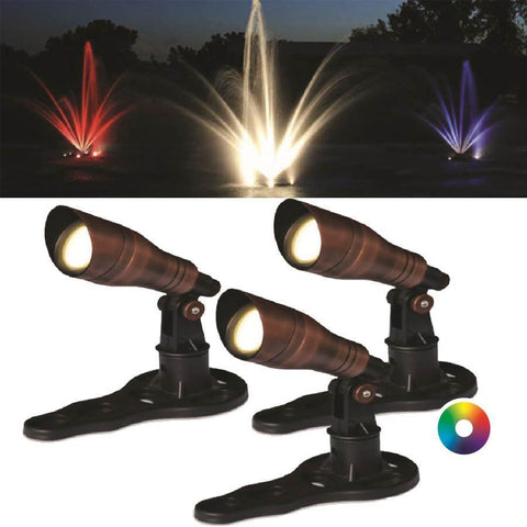 Anjon RGB Color-Changing LED Fountain Light Kit - (3) 3 Watt LED Color Changing Spotlights 3X3WCCFKIT100-BZ, 3X3WCCFKIT200-BZ