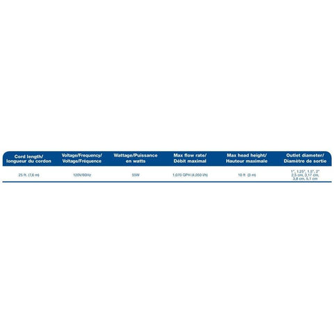 Aquascape AquaForce® 1000 Solids-Handling Pond Pump Specifications sheet  91011