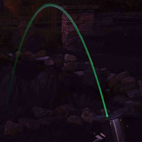 EasyPro Arching Laminar Flow Stream Fountain with Multi-Color LED and Remote Control ELN75 Sample Installation with Green Light
