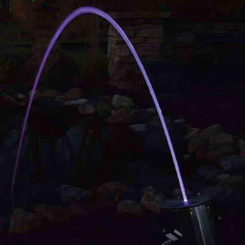 EasyPro Arching Laminar Flow Stream Fountain with Multi-Color LED and Remote Control ELN75 Sample Installation with Purple Light