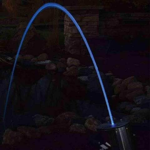 EasyPro Arching Laminar stream fountain kit with nozzle, 1000 gph pump and tubing ELN75K Sample Installation with Blue Light