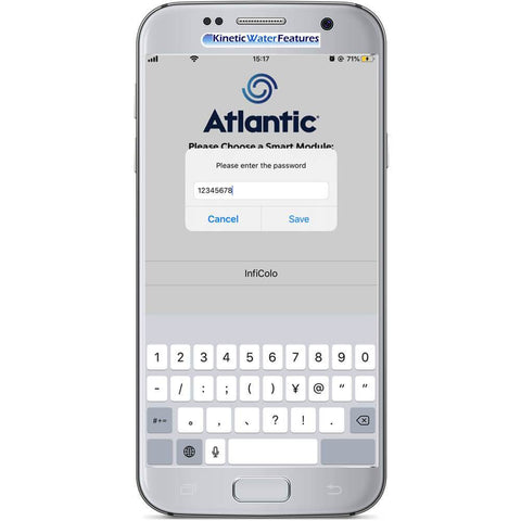 Atlantic InfiColor Smartphone App Enabled Color Controller with 30 Watt Transformer 3 Ports CCSM30X3 Showing how to enter Password