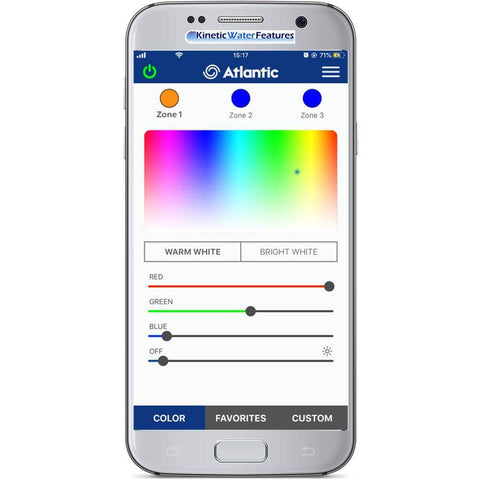 Atlantic InfiColor Smartphone App Enabled Color Controller with 30 Watt Transformer 3 Ports CCSM30X3 Showing how to select zones