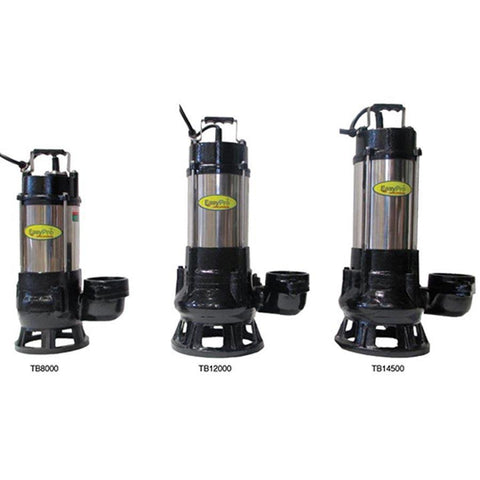 EasyPro 8000 GPH 115 Volt TB High Head Series Submersible Pump TB8000 Shown with Other sized Pumps